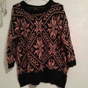 H&M Large Wool and Alpaca Blend Crewneck Jacquard Weave Knit Sweater SZ L